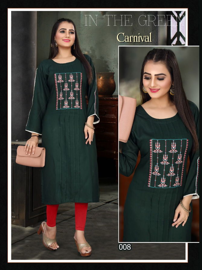 Aagya Carnival Rayon Designer Fancy Wear Printed Kurti Collection